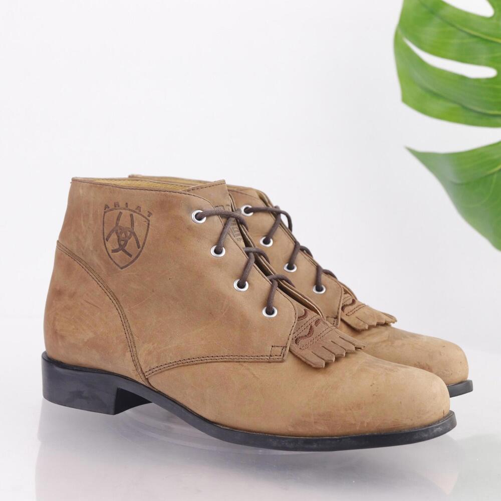 Ariat Womens Paddock Boots Size 6 Tan Leather Kiltie Lace Up Work Farm Booties‎